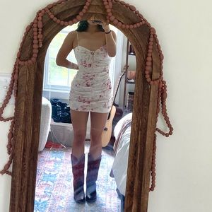 Floral ruched mini dress